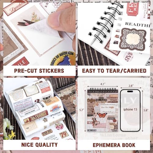 622PCS Vintage Washi Sticker Book Scrapbooking Stickers | 50 Pre-cut Sheets – Journaling Stickers & Ephemera for Junk Journals. Residue-free removal, even after long-term use.