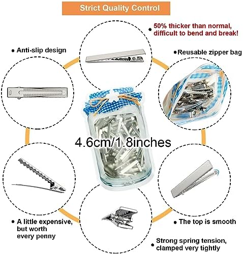 HiJeaton 90Pcs Alligator Hair Clips for Bow Making, 4.6cm/1.8" Metal Gator Clips, Large Plain DIY Supplies for Crafts and Hairdresser