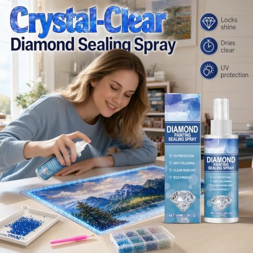 Diamond Art Sealer, 2026 New Crystal Painting Sealer Spray, Clear Protective Coating, Diamond Sealant for DIY Crafts, and Decorative Artwork, 2PCS