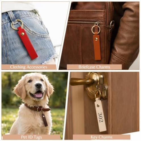 100 Pcs PU Leather Keychain Blanks, 10 Colors Blank Leather Keychains for Engravingwith Key Rings for DIY Craft, Stamping and Leather Working Projects