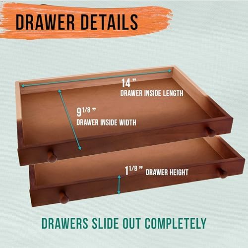 U.S. Art Supply 2-Drawer Artist Tool Supply Box with Locking Clasps