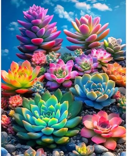 obterie Plant Paint by Numbers Kit for Adults Beginner Succulents Oil Painting Kit Adult Paint by Number Kits on Canvas DIY Painting for Beginners Art by Numbers for Gifts Home Wall Decor 16x20 Inch