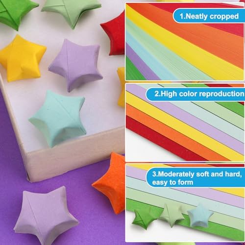 FoDau770 Solid Color Star Paper Strips - 1080 Sheet, 7 Colors