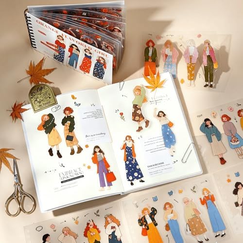200PCS Anime Girl Stickers for Scrapbook,Cute Anime Gril Shaped Stickers Scrapbooking Supplies for Bullet Journaling,50 Pages