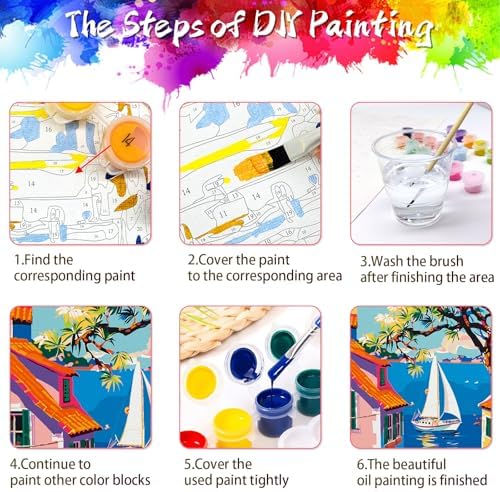 ZTOTZ Paint by Number for Adults Landscape, Village Scenery Adult Paint by Number Kits on Canvas, DIY Landscape Digital Oil Number Painting for Festival Gift Decor (16x20 Inch)