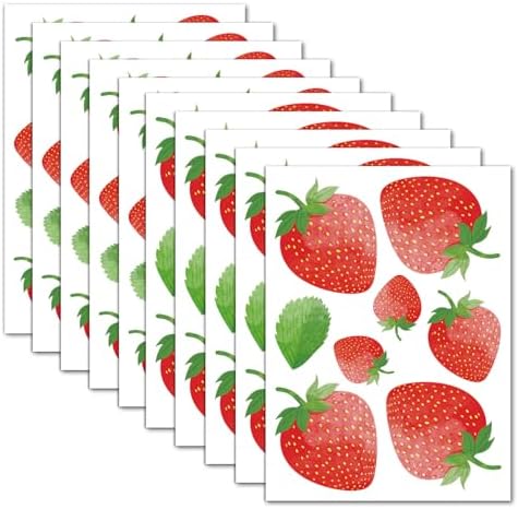 AOWDIAO 80 Pcs Strawberry Wall Decals – Peel and Stick for Bedroom, Kitchen, Bathroom & Nursery – Cute Strawberry Decor for Home & Party