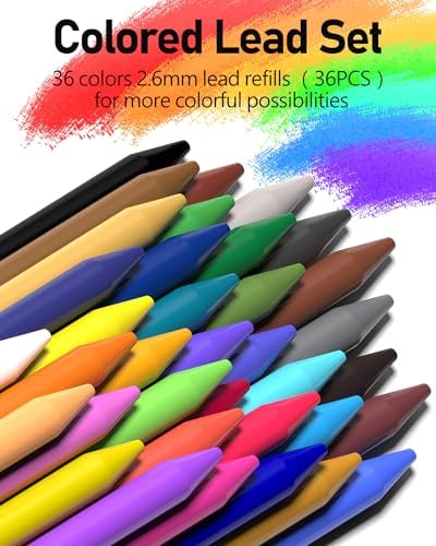 Four Candies 2.6MM Color Lead, 36 Color Pencils Refills 72 PCS | Assorted Colored Leads Colored Mechanical Pencil 2.6mm for Coloring and Drawing