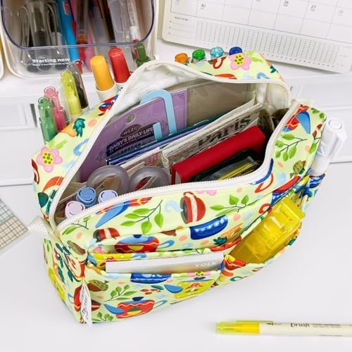 Multiple Pockets Portfolio Organizer with Zippered,Storage Pencil Pouch Bag