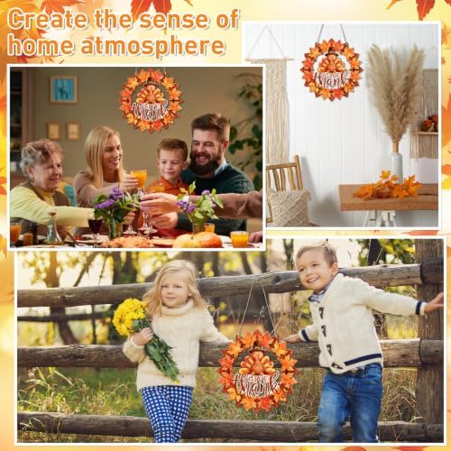 Unfinished Fall Wreaths Wood Crafts to Paint Set of 3, 11" Bulk Autumn Leaves Pumpkin Wreath Ornaments for Painting, Unfinished Wood Cutouts DIY Ornaments for Front Door with Ropes (Leaf.Turkey)
