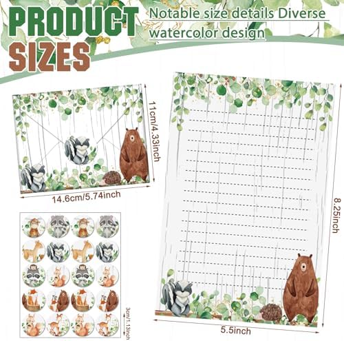 TaoBary 160 Pcs Woodland Animal Stationery Paper and Envelopes Set