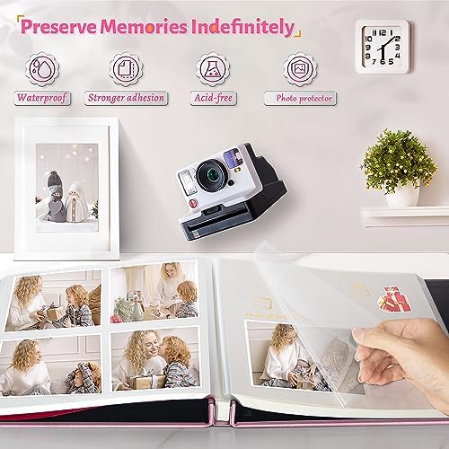 Artfeel Photo Album Self Adhesive Scrapbook,120 Pages Large Photo Book for 4x6,5x7,8x10 Pictures,DIY Album for Baby Wedding Family Travel Birthday,with Metallic Pen and Scraper