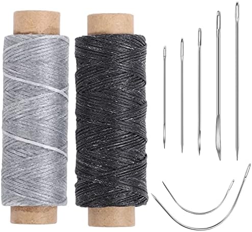 Waxed Thread and Leather Needles Kit, 110 Yards, 7 Pieces