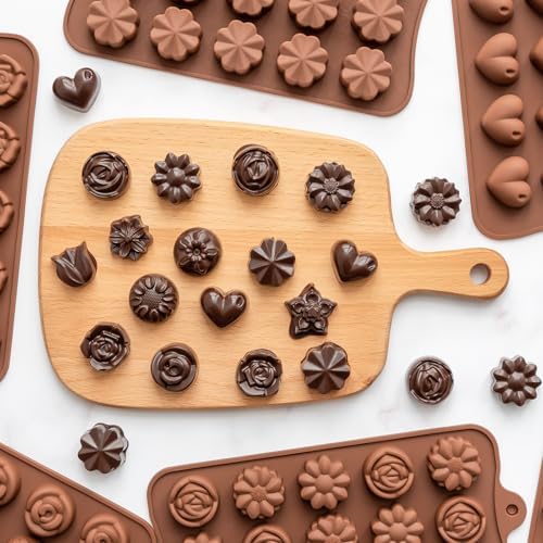 6 Pack Flower Shape Chocolate Candy Molds, Silicone Baking Molds