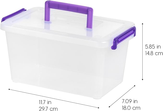 IRIS USA Storage Bins with Lids |Made in USA| 5 Qt - (6-Pack) - Clear | Built-In Handle Tote / Plastic Containers for Crafts, Art, Office & Study Supplies / Interlocking Latches
