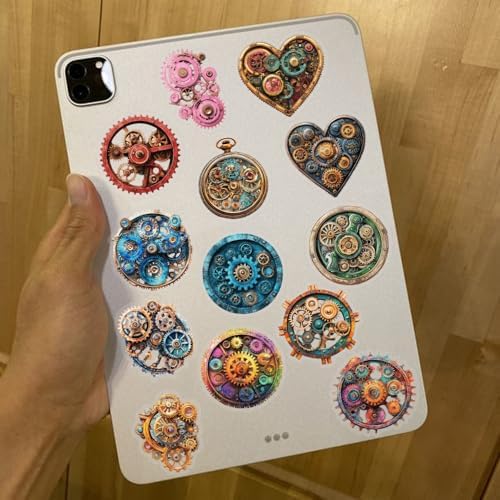 50PCS Steampunk Gear Stickers – Vintage Mechanical Clockwork Transparent Scrapbooking Stickers for Journaling, Resin Crafts, Laptop, Gift Decoration, Retro Industrial Punk Aesthetic