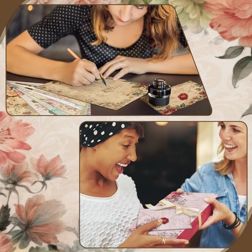 TaoBary 160 Pcs Vintage Floral Stationery Paper and Envelopes Set