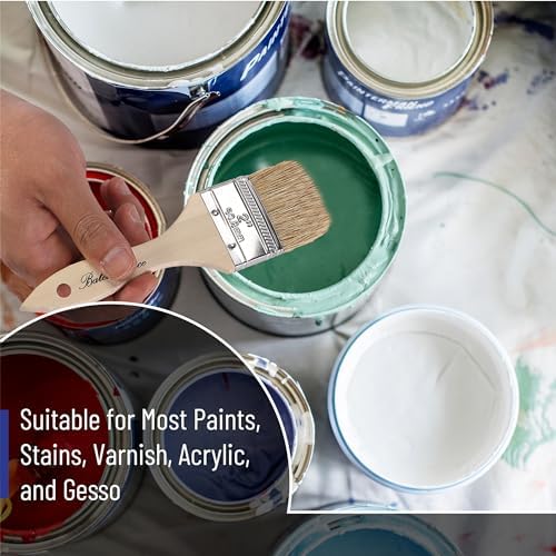 Bates- Natural Bristle Brush Set - Assorted Sizes, 24 Pack, Chip Brushes for Paint, Wood Stain, and More