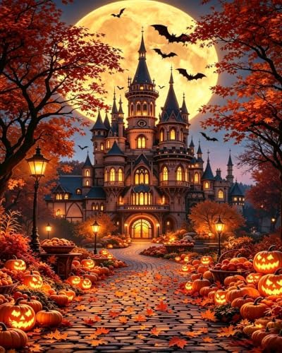 Tabszca Halloween Castle Paint by Numbers Kit for Adults 16 X 20 Inch