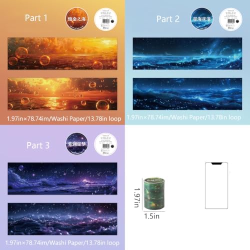Washi Tape Stickers for Scrapbooking Supplies, Sea Journal Stickers for DIY