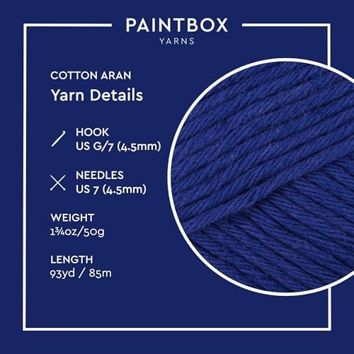 Paintbox Yarns 100% Cotton Aran Yarn 1.76oz / 50g, 93yds / 85m