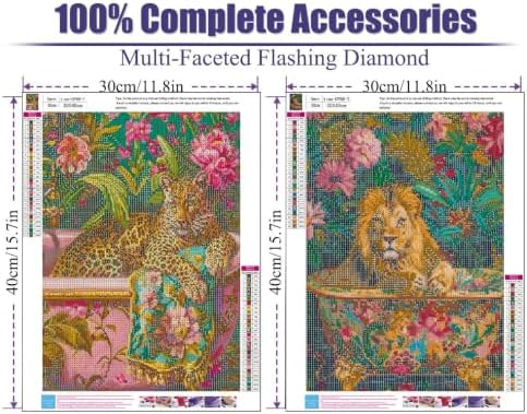 Cheetah Diamond Art Kits for Adults Diamond Painting Kits for Beginner2PACK