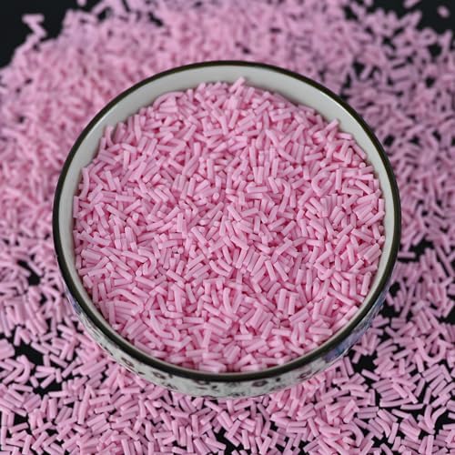 LIKETURE Fake Sprinkles 110g Non-edible Polymer Clay Sprinkles Faux Sprinkle Plastic Sprinkles for Craft Sprinkles Decoration for Resin Filler Slime Add ins Slime Mixed in Shaker Card (Pink)