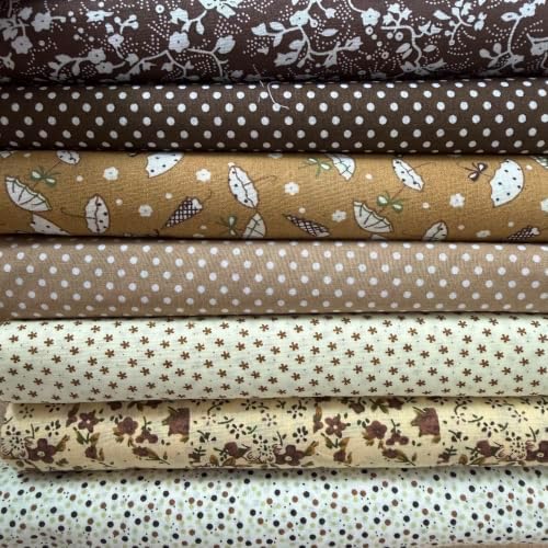 Cotton Fabric DIY Making Supplies Quilting Patchwork Fabric Fat Quarter Bundles DIY for Quilting Cotton Patchwork Cushions (Brown, 20" x 20")