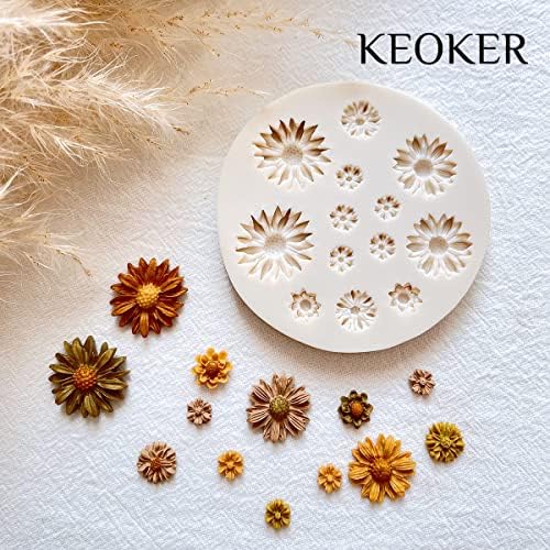 KEOKER Polymer Clay Flower Molds - 2 Pcs Molds for Jewelry Making, Clay Cutters for Earrings Decoration (Medium Flower)