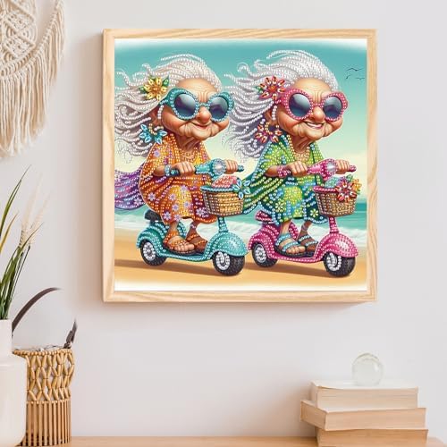 AiYuanzsh DIY Diamond Art Painting Kits for Adults, Young Grandma 5D Special Shape Crystal Rhinestone Diamond Art Kits for Beginners, for Home Wall Decoration Gift 12x12 inch
