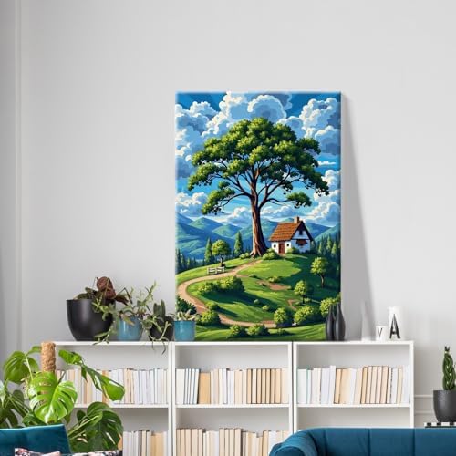 ATDMS Landscape Paint by Numbers Kit for Adults with Frame, 8x12 Inch