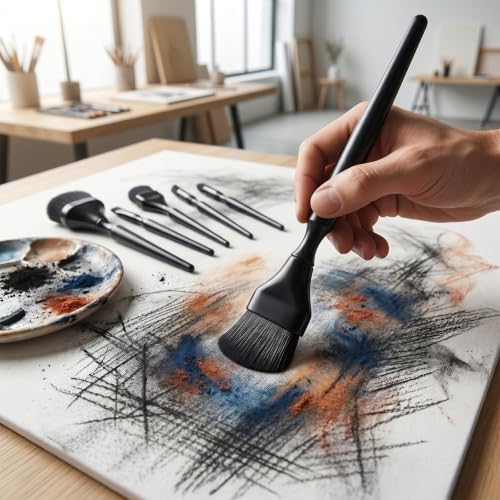5 Pack Charcoal Blending Brushes Set, Multi-Size Soft Synthetic Fiber Art Paint Brushes for Acrylic, Oil, Watercolor & Gouache, Suitable for Artists, Teachers and Students