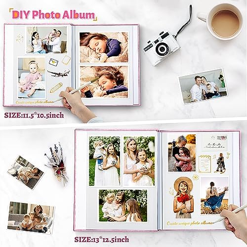 Artfeel Photo Album Self Adhesive Scrapbook,120 Pages Large Photo Book for 4x6,5x7,8x10 Pictures,DIY Album for Baby Wedding Family Travel Birthday,with Metallic Pen and Scraper