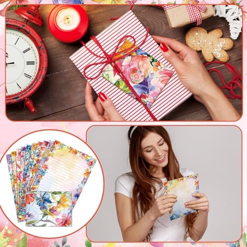TaoBary 160 Pcs Bright Floral Stationery Paper and Envelopes Set