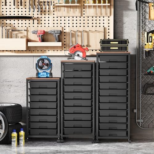SYKIARIOL Rolling Cart with 12 Drawers,Black