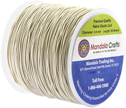 Mandala Crafts 0.6mm Cream Shirring Elastic Thread for Sewing, 87 Yards