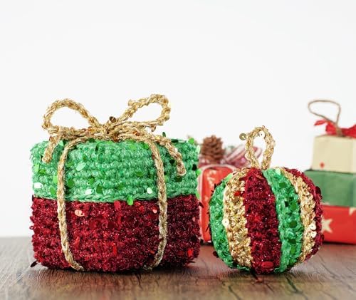 Artisanal Yarn Collection Multifiber Fancy Yarn for Knitting Crocheting Crafts DIY, Set of 3 Rolls (Red Teardrop Sequins)