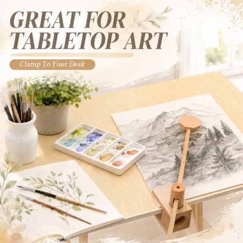 Cinnvoice Mahl Stick for Painting, Artist Hand Rest, Clamp On Beechwood Painting Support Stick, Adjustable Stable Hand Rest for Easel, Oil Acrylic Watercolor Paint Supplies for Artists Students