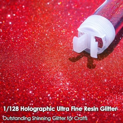 Renfio Holographic Glitter, 16 Colors Resin Glitter Set 15g/0.53oz