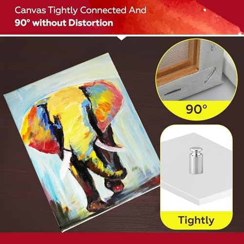Stretched Canvas for Painting,10Pack 8X10 Inch Stretched White Blank Canvas,8 Oz Triple Primed 5/8" Profile Stretched Canvases,100% Cotton,Canvas for Painting, for Acrylics, Oils