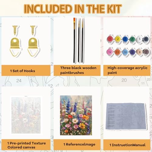 Pxzcrypha Wild Flowers Paint by Numbers Kit for Adults 16X20inch