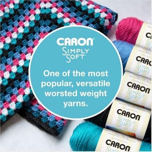 Caron Simply Soft Party Yarn, 3 oz, Medium Worsted 4 Gauge, - Fuchsia - For Crochet, Knitting & Crafting