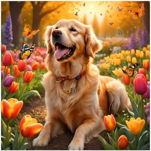 Lophomie Diamond Art Kits for Adults, 5D Dog Diamond Painting Kits 12x16 in