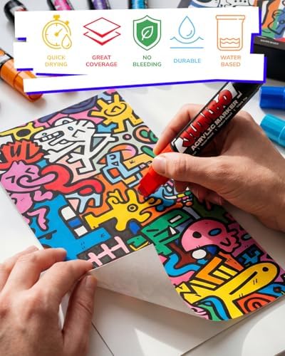 JusArt 14 Colors Jumbo Markers for Quick Bold Poster Banner Sign Lettering and Coloring, 15mm Wide Tip Acrylic Markers for Rock, Fabric, Ceramic, Metal, DIY Crafts