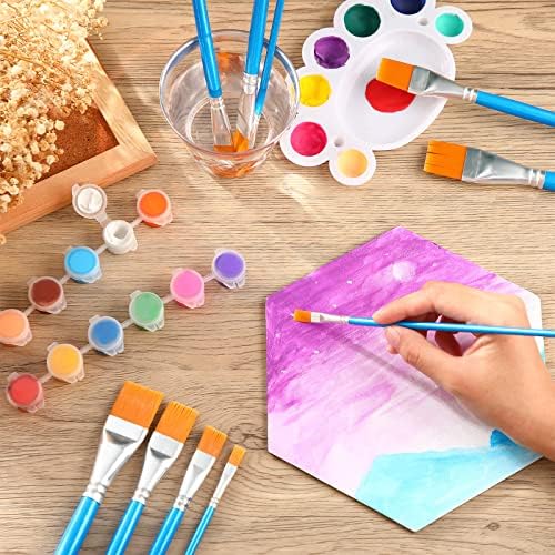Crtiin Multiple Sizes 60 Pcs Flat Paint Brushes for Acrylic Painting (Blue)