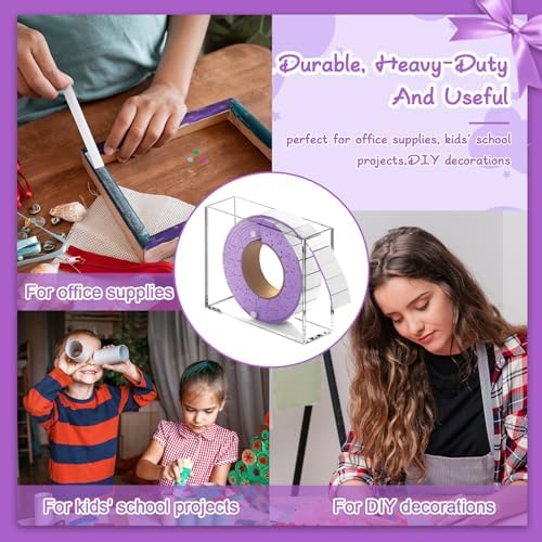 Double Sided Foam Tape Pre Cut 3/4 X 1/2 Inch EVA Foam Adhesive Squares Roll with Acrylic Storage Box 3D Foam Squares for Crafts Arts Sewing DIY Office Supplies (Tape+Box, Purple)