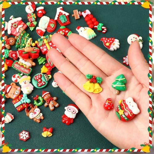 DTOFOOT 60Pcs Christmas Flatback Resin Charms for Slime Crafts Phone Cases