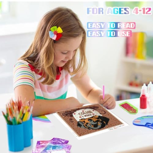 Dog Diamond Art Painting Kits for Kids with Frame Ages 4-8-12 (7x7 inch)