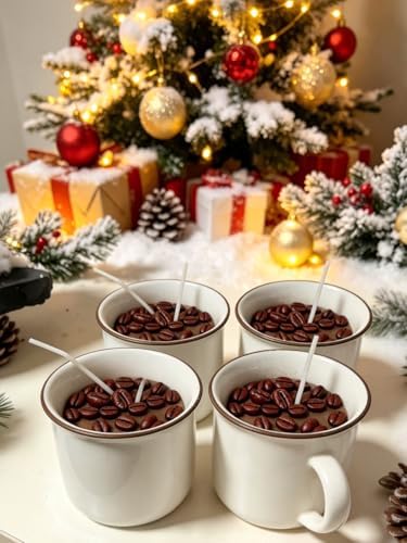2 Pieces Coffee Bean Silicone Mold, 15-Cavity Food Shape Candle Molds for Chocolate, Resin, Soap | Mini Coffee Beans Fondant Molds for Baking Baby Shower & Birthday Party DIY Crafts‌
