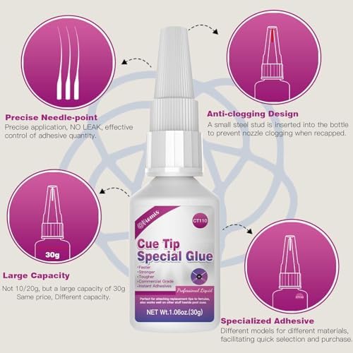30ml Pool Cue Tip Glue - Quick-Drying Billiard Cue Tip Repair Tool