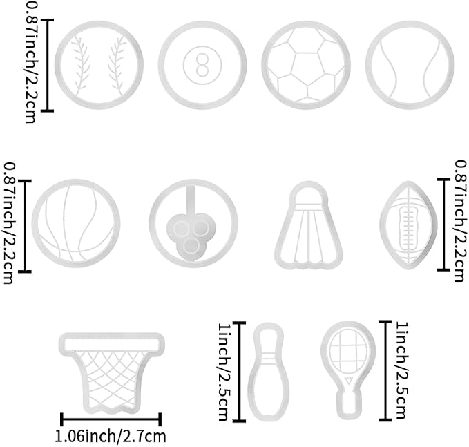 Sports Polymer Clay Cutters Set – Molds, Clay Cutters for Polymer Clay, Clay Earring Tools